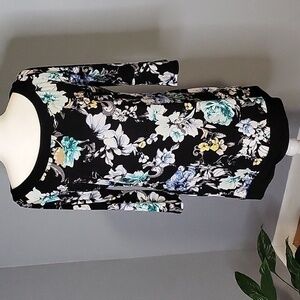 White House Black Market Tunic Boatneck Floral Pullover Mini Dress Size M